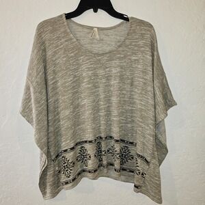 Roper Women's Brown Aztec Knit Poncho Stretchy Southwestern Tunic flutter XS/S
